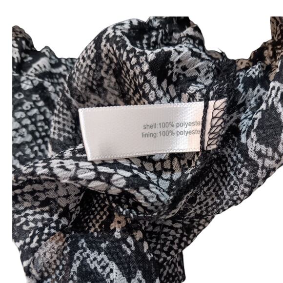 VINTAGE Y2K FASHION BUG Top Blouse M‎ Strappy Ruffle Snake Print Python Coquette - Picture 6 of 9